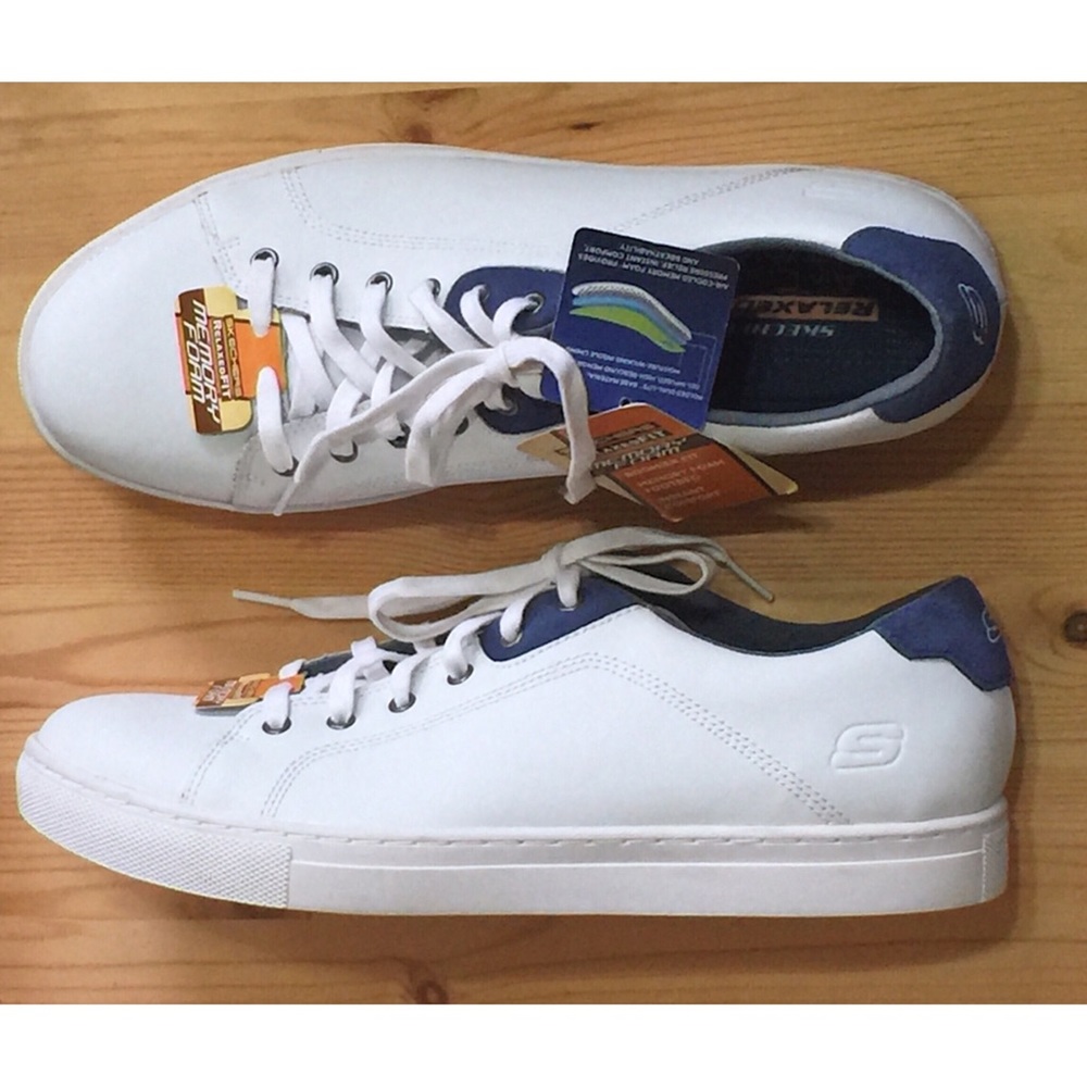 Men’s SKECHERS White Lace Up Trainer